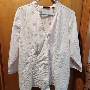 Avenue Cream Colored 3/4 Sleeve Button Down Top sz 18/20